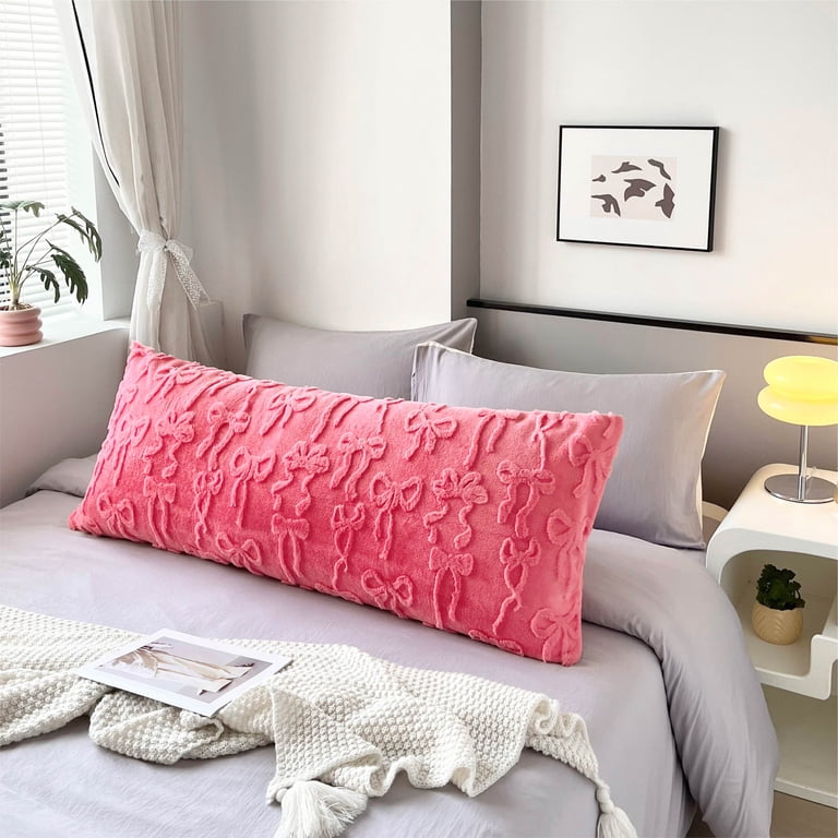 Room Revival Pink Melon Bows Body Pillow, 48"x20" photo 2