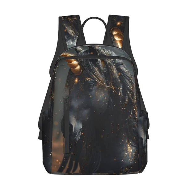 Easygdp Black And Gold White Horse para Easygdp Yak - Mochila Casual Ligera y Resistente para Viaje y Senderismo para Hombres y Mujeres