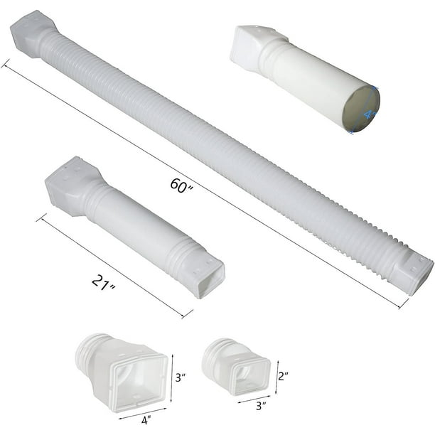 Extensiones flexibles de bajante de canalón, extensión de bajante de drenaje, extensión de drenaje de canalón, conector de canalón para drenaje de agua de lluvia, ampliable de 21 a 60 pulgadas.