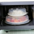 thumbnail image 3 of OYIGU 2 Pcs Plastic Microwave Cover, Microwave Splatter Cover for Food, Transparent Cover, Anti-Splatter Lid With Enlarge Perforated Steam Vents, 9.05 and 6.69 Inches, BPA Free, Clear Plastic, 3 of 8