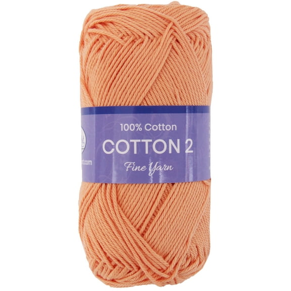 Threadart 100% Pure Cotton Crochet Yarn Size 2 | 50 gram Skeins |165 yds per Skein | Fine #2 | Peach | Color 3508