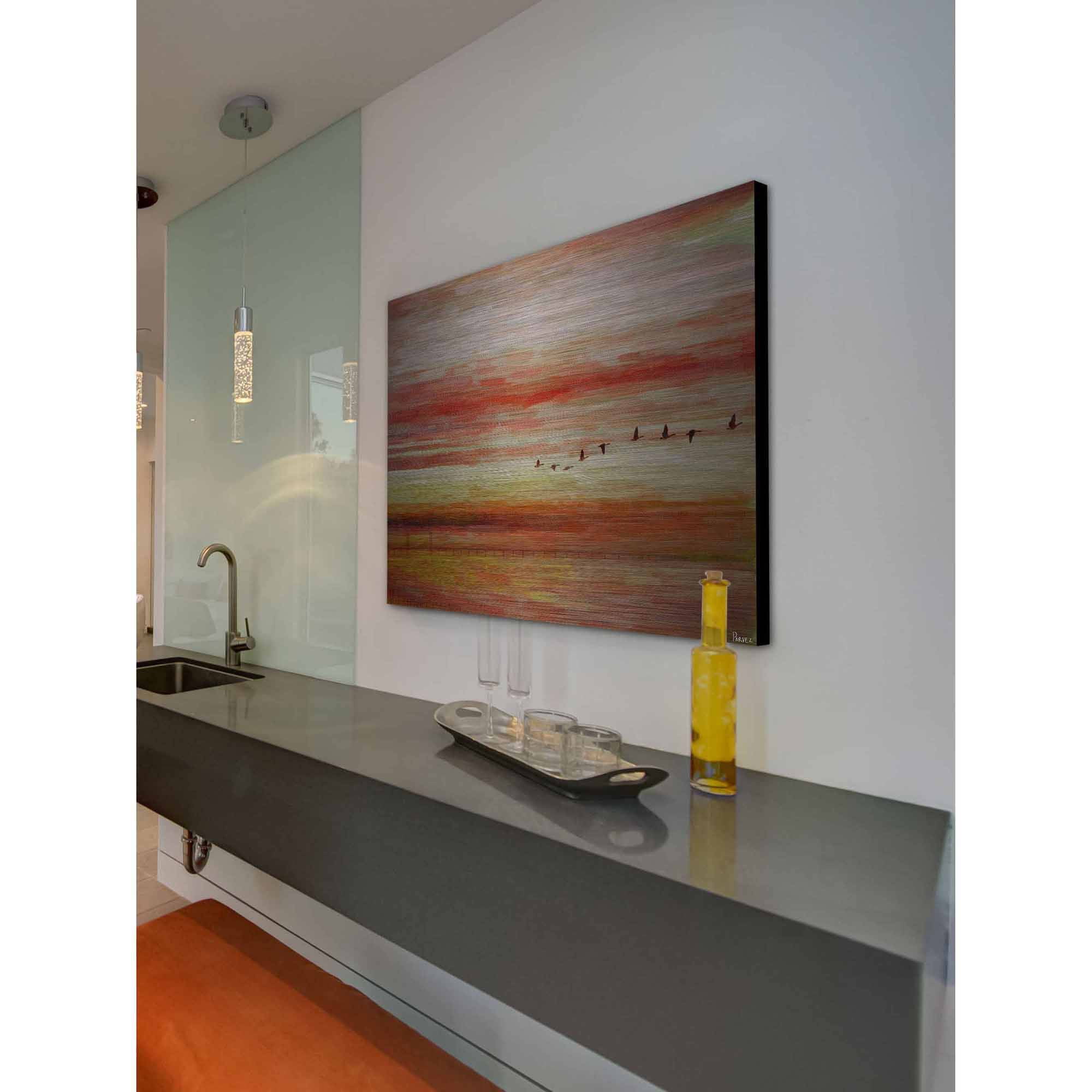 Parvez Taj  'Flying South' Painting Print on Brushed Aluminum 18 x 12