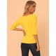 thumbnail image 4 of CamiseAjustaCon Cuello Redondo Y Mangas Al Codo PaMujer Amarillo brillante M, 4 of 6