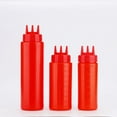 thumbnail image 3 of Unique Bargains 15oz 3 Hole Squeeze Squirt Bottles Dispenser Jar PE Red, 3 of 7