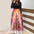 thumbnail image 2 of Vestidos Para Mujer Otoño Árbol de Navidad Estampado Manga Larga Cuello Redondo Vestido Largo Playa Casual Maxi Sundress Odeerbi ODB145591, 2 of 6