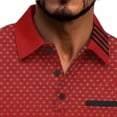 thumbnail image 4 of FAWUUDO Men's Print Shirts Half Button Lapel Collar Casual Silm Fit Short Sleeve with Pocket Red, 4 of 6