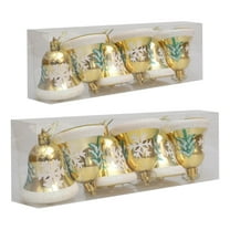 BinKFF Christmas Gold Bells, 6pcs 2.4in Plastic Gold Jingle Bells Christmas Tree Hanging Ornament, Xmas Ornament Ringbell for Christmas Tree Pendant Holiday Decoration