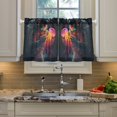 thumbnail image 2 of Yayeee Kitchen Curtains Tier Pair Light Filtering 27"x24" Rod Pocket Short Cafe Window Panel, Black Astronaut, 2 of 7