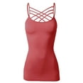 thumbnail image 2 of URBAN DAIZY Women's Seamless Triple Criss Cross Front Cami Top Lattice Strappy Tank Spaghetti Strap Camisole Undershirt A33_6660 Rose S/M, 2 of 7