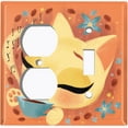 thumbnail image 2 of Metal Light Switch Wall Plate Outlet Cover (Coffee Bean Cat Lover Flower Orange - Single Duplex Single Toggle), 2 of 2