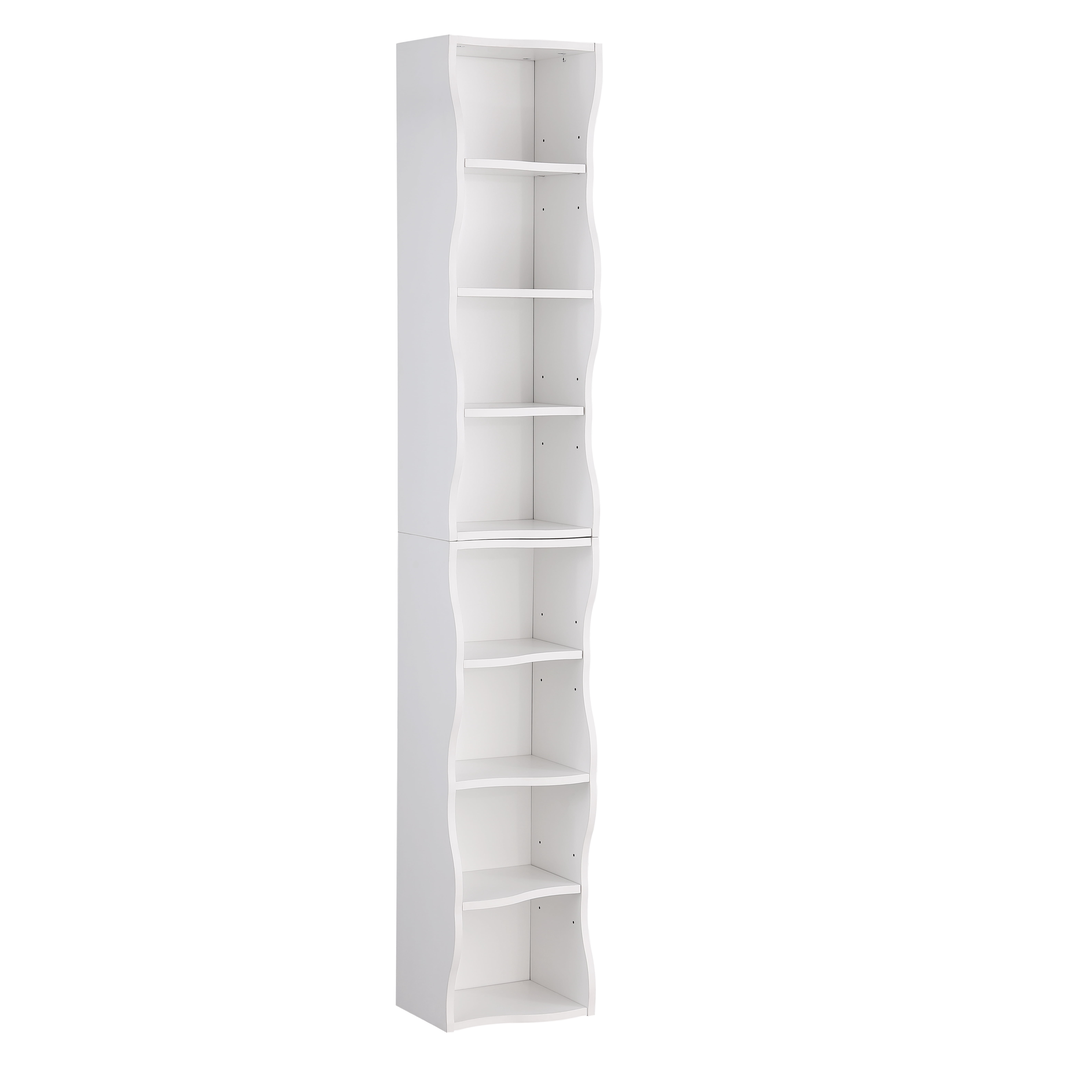 Bapipro 71" Tall Narrow Bookshelf, 8 Tier Corner Bookcase for Small Space, Floor Standing Storage Rack, Display Shelf Organizer for Bedroom, Living Room, White