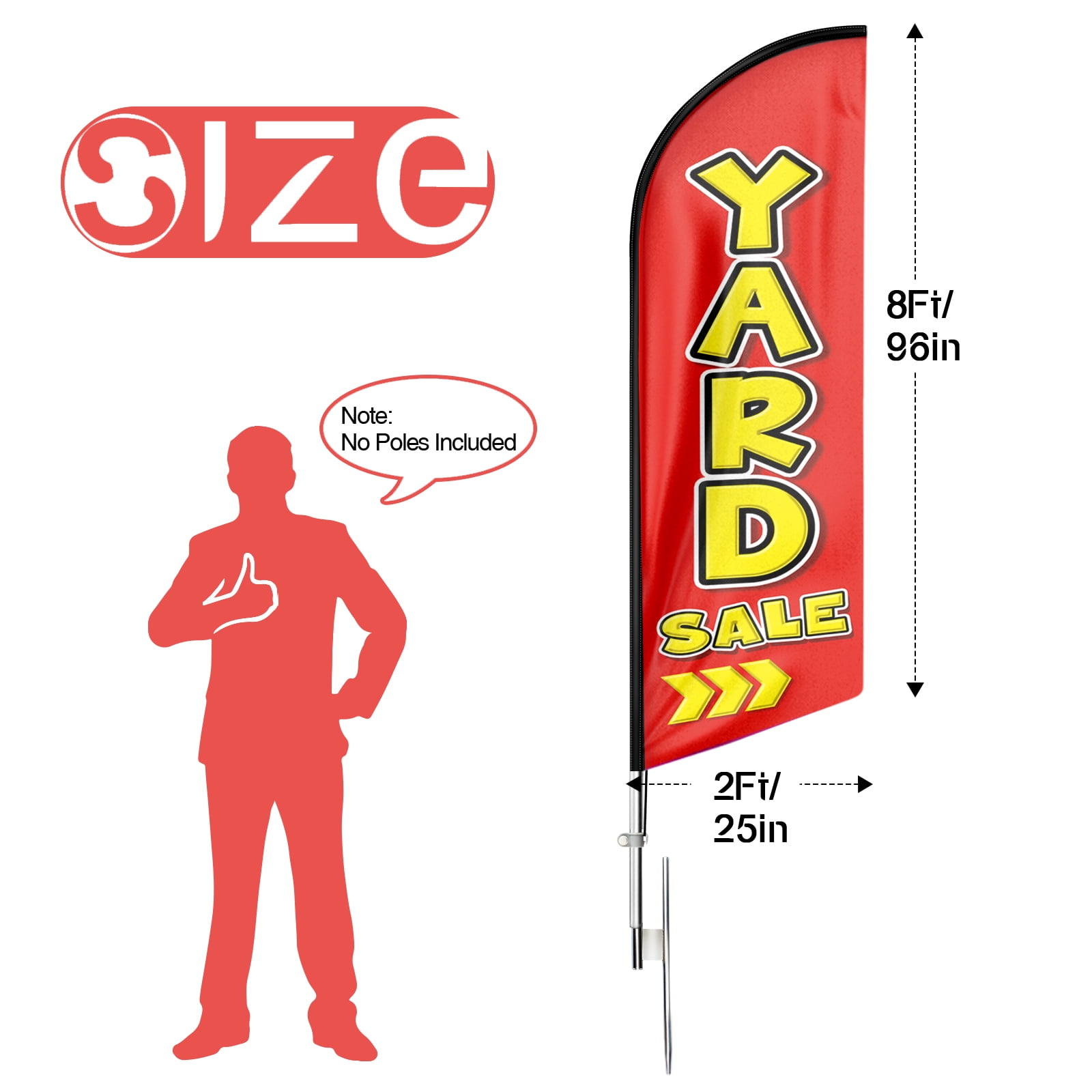 Qsum 8 ft Polyester Yard Sale Outdoor Flag and Banner, Weatherproof