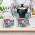 thumbnail image 6 of Flamingo Oven Mitts And Pot Holders Sets of 4 Oven Gloves Set Potholders for Kitchen Cooking Baking Grilling Anti Scald Hot Pads And Heat Resistant, 6 of 6