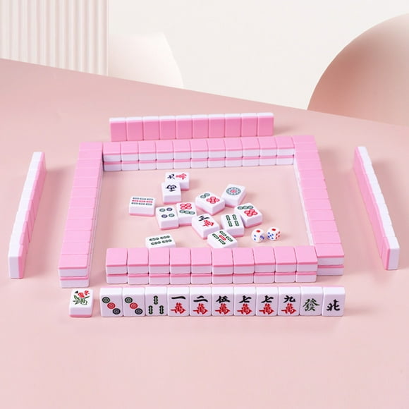 26mm Mini Chinese Mahjong Game Set Portable Traditional Blocks Mahjong 144PCS Party Board Game Two Players Funny