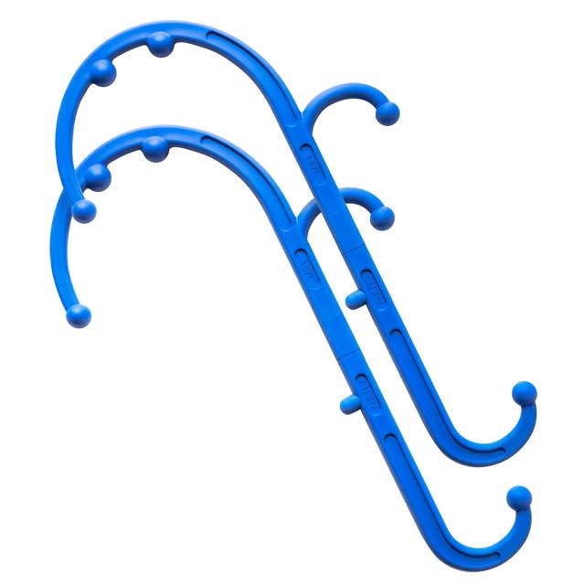 Masajeador de espalda y cuello - Azul - Para alivio del dolor de fibromialgia de punto gatillo y terapia de bastón con gancho de automasaje 2 piezas