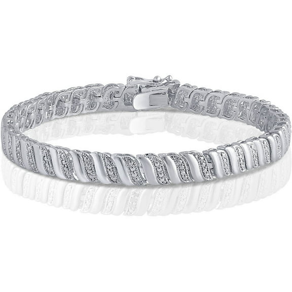 Arista Diamond Accent Women's S-Link Bracelet in Silver tone Brass, 7.5"