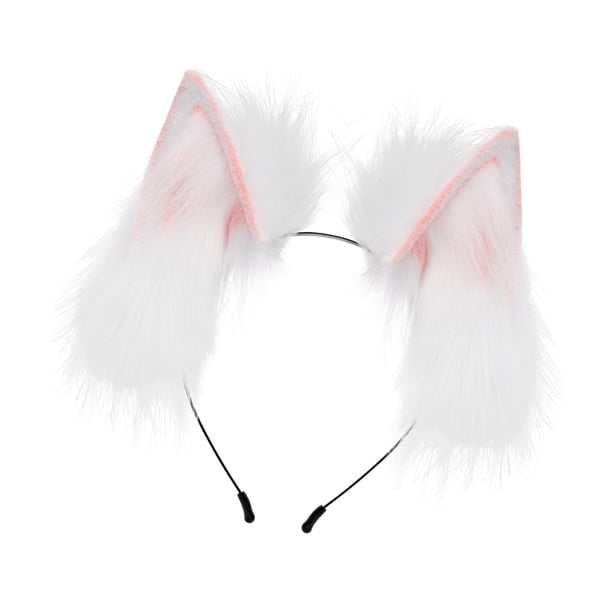 Tocado con orejas de zorro y orejas de gato, accesorio para el cabello Rosa claro