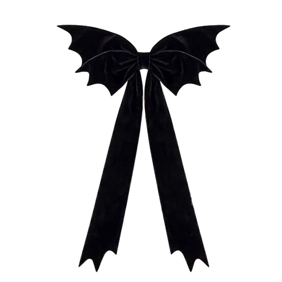 Giant Halloween Black Velvet Bow, 45" Big Bat Wings Ribbon Bowknot for Tree Topper Garland Porch Outdoor Decor