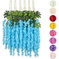 thumbnail image 1 of Flores Artificiales De Decoracion Glicina Colgantes De Wisteria para Jardín Exterior Hogar Fiesta Boda Plantas Artificiales Decorativas Flores Artificiales Realistas (Azul 12 Piezas), 1 of 6