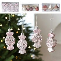 Yhmxh 3 Pcs Christmas Candy Ornaments Hanging Glitter Candy Decoration Xmas Tree Ornament with Rope, Shatterproof Decorations Christmas Balls Ornaments for Xmas Tree Holiday Party Supplies