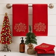 thumbnail image 6 of Serafina Home Christmas Hand Towels for Bathroom– Set of 2 Red 100% Cotton Embroidered “Merry” with Gold Filigree & Green Holly Design – 25 x 16” Decorative Bath & Kitchen Towels, 6 of 9