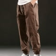 thumbnail image 6 of YLSDY Mens Baggy Cargo Pants Outdoors Sports Pants Drawstring Casual Loose Fit Elastic Waist Cotton Twill Cargo Pants Brown 12, 6 of 6