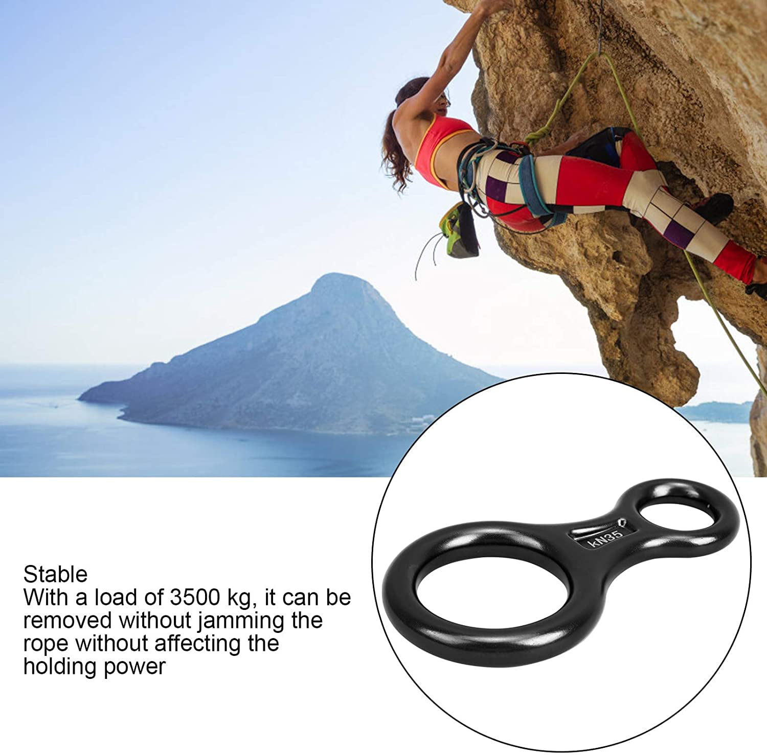35KN Climbing Gear 8 Descender,Aluminum Alloy Figure 8 Descender Rigging Plate for Rappelling Belaying Climbing 