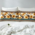 thumbnail image 4 of Sunflower Cow Print Sheet Set Western Cowhide Bed Sheets Queen Southwestern Aztec Bedding Men,Boho Rustic Farmhouse Teal Brown 1 Fitted Sheet 1 Flat Sheet 2 Pillow Cases, 4 of 6