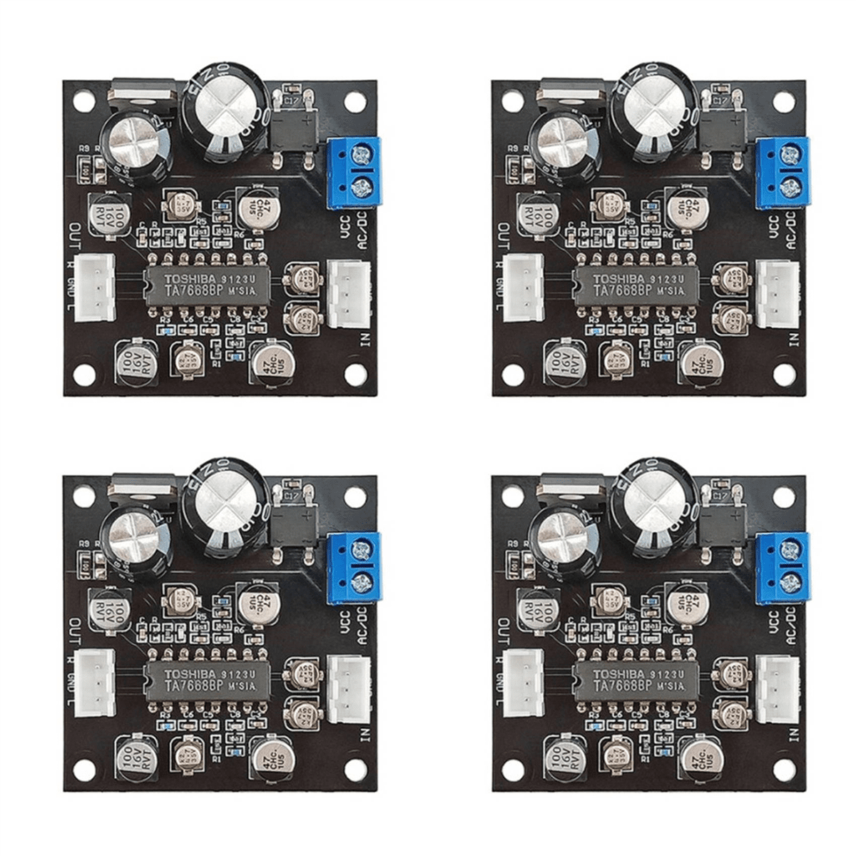 4X TA7668 Tape Drive Preamplifier Amplifier Tape Deck Board Magnetic Head Preamp Audio Recorder Desktop Radio DIY,4 x Preamp Audio Module,Black