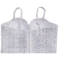 thumbnail image 3 of Ahabrexf Women's Lace Underwear Solid Color Fishb1 Lace with Steel Boning and Chest Pad Suspender Top Round Neck for Women, 3 of 6