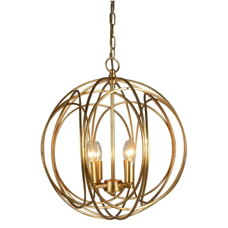 4 Light Orb Chandelier in Gold finish