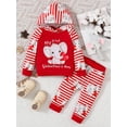 thumbnail image 2 of Suealasg Toddler Baby Girls Valentine's Day Outfits Long Sleeve Elephant Print Hooded Sweatshirt and Strip Print Sweatpants Sets 3M 6M 9M 12M 18M 24M Infant Girls 2pcs Spring Clothes, 2 of 6