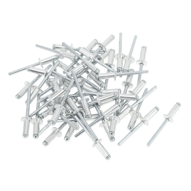 Remaches ciegos de gran reborde con cabeza de cúpula 4.8mm Diámetro de agarre 16mm Longitud de agarre 9.5mm Diámetro del reborde Aleación de aluminio Hierro Tono plateado