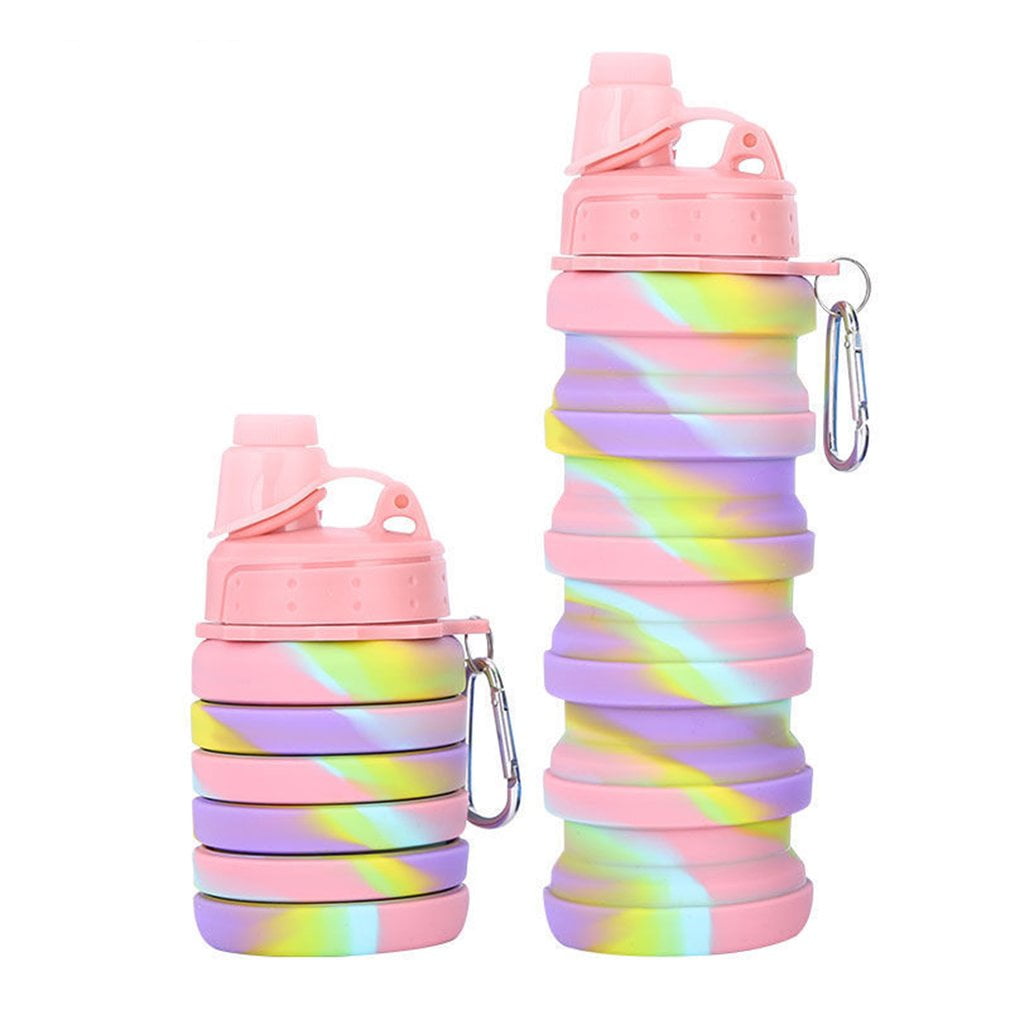 500ML Collapsible Folding Silicone Drink Water Bottle Kettle Cup Travel Sport US 