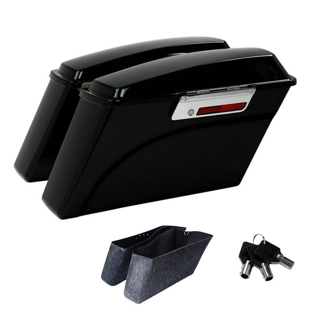 SLMOTO Sacs de Selle Rigides, Sacs de Selle Rigides avec Couvercle et Clé pour Modèles de Tourisme Harley 1994-2013 Road King Street Road Glide Electra Glide Ultra-Classique FLHR FLHX Noir