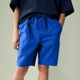 thumbnail image 2 of JTSRKL Boys Cotton Shorts Loose Fit Summer Pull On Elastic Drawstring Casual Kids School Uniform Shorts Outfits with Pockets Blue 11-12 Years, 2 of 7