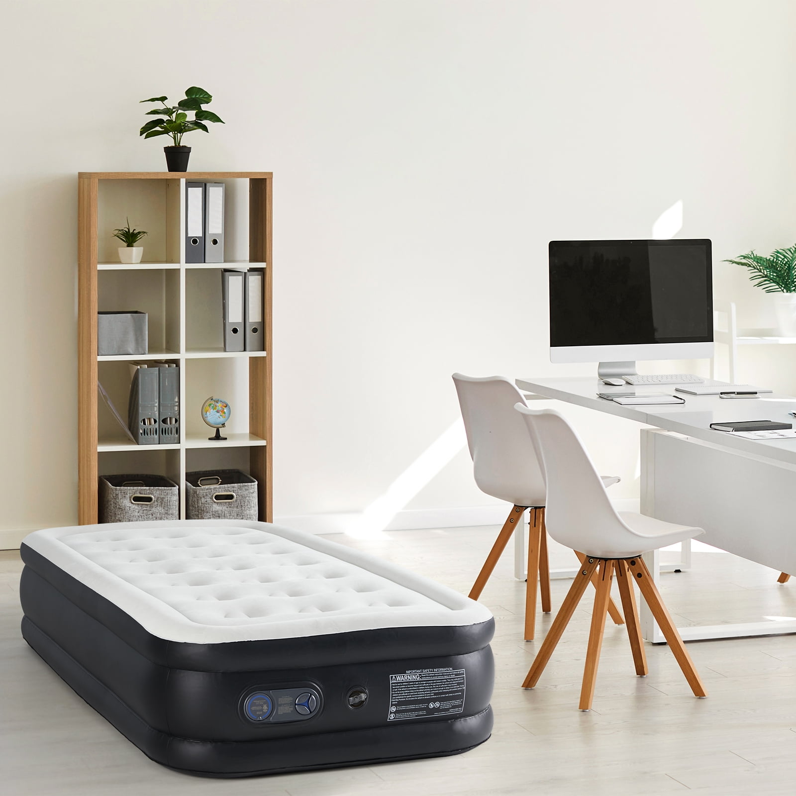 JIOABL 18" Twin Air Mattress, Portable Low Noise Colchone Inflable with Built in Pump, Maximum Weight Capacity 300 lbs Air Bed for Camping, Beach, Outdoor