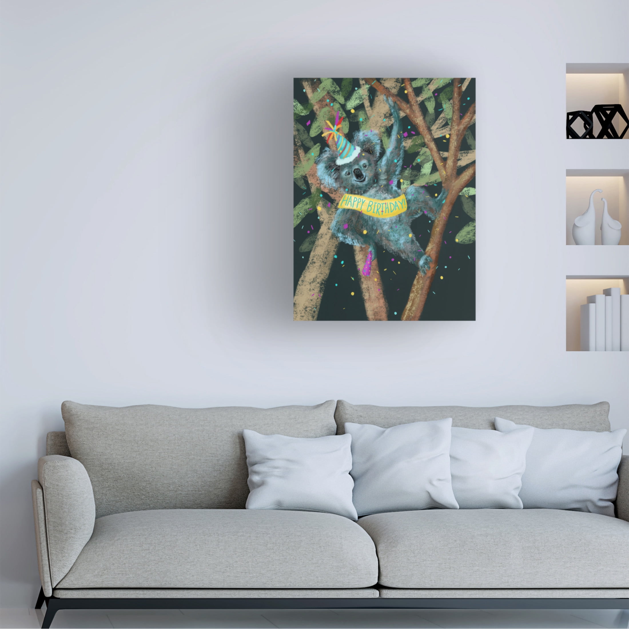 Canvas Wall Art - Christine Rotolo 'Koala Birthday' Wall Art for Living Room, Bedroom, or Office Décor by Trademark Fine Art - 18 x 24 Inches