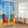 thumbnail image 6 of Hello Summer Shower Curtains for Bathroom, Beach Sandy Chairs Bird Green Tree Coastal Washable Fabric Shower Curtain with Hooks Waterproof Bathroom Decor Sets, 72 x 72 Inches, 6 of 9