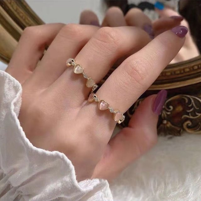 Anillo Ganfancp Ópalo En Forma de Corazón