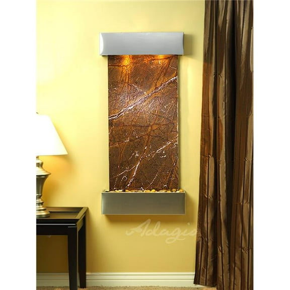 Adagio CSS2006 Cascade Springs Square Stainless Steel Brown Marble Wall Fountain