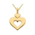 thumbnail image 1 of 14K Yellow Gold Cut-Out Double Heart Pendant Necklace with Chain, 1 of 4
