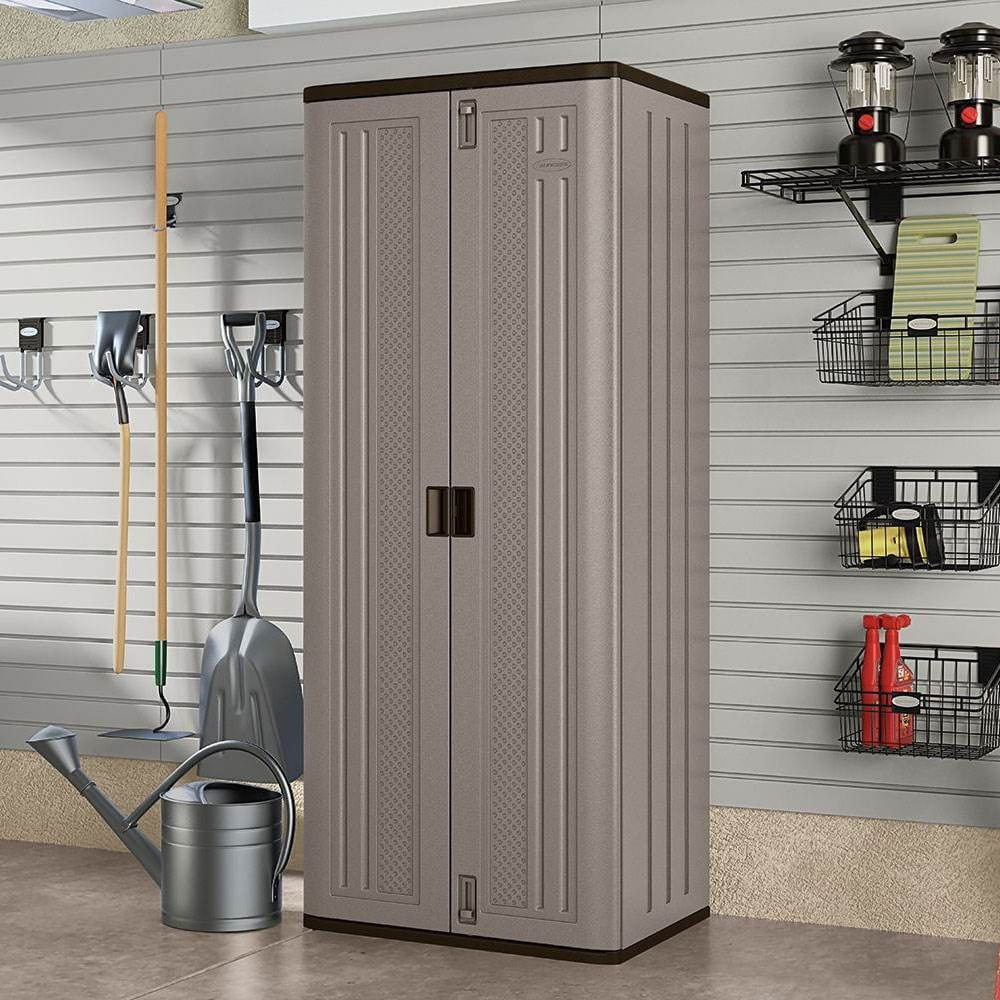 Suncast 3-Shelf Resin Base Garage Cabinet Locker, Gray