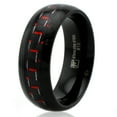 thumbnail image 1 of Black Stainless Steel Red Carbon Fiber Inlay Wedding Band Ring, 1 of 2