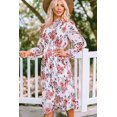 thumbnail image 4 of ABPHQTO Vestido A Media Pierna Con Volantes Y Manga Abullonada Con Estampado Floral Beige De Mujer, 4 of 5