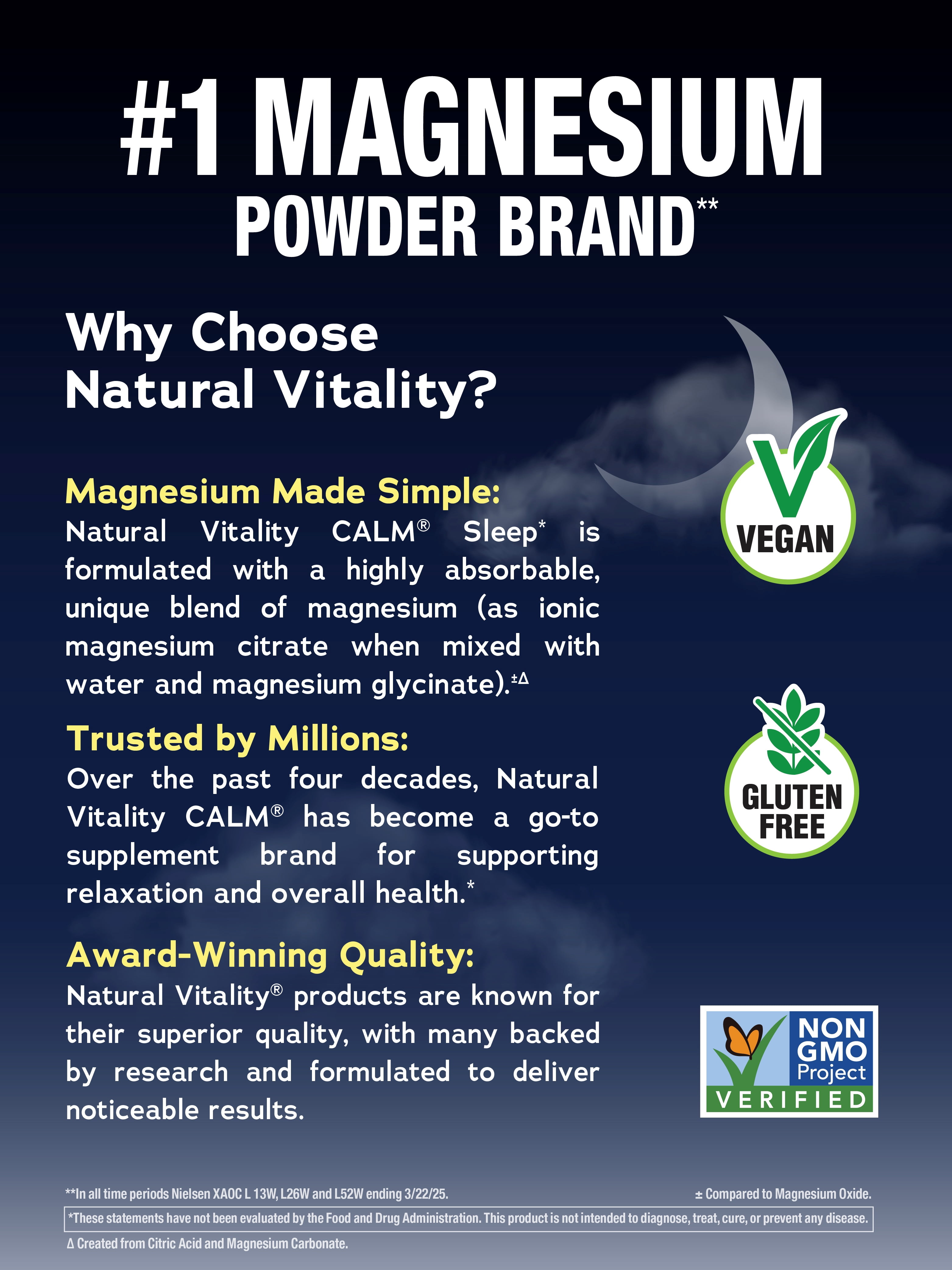 Calm Magnesium Supplement Powder for Men and Women | Mixed Berry | 16 oz | by Natural Vitality