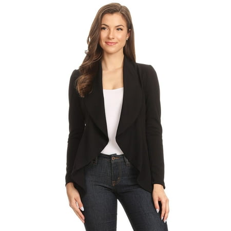 NEW MOA Women's Women's Solid & Floral Stretch Long Sleeves Open Front Blazer Jacket/Made in USA