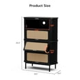 thumbnail image 2 of Shoe Storage Cabinet with 4-Tier Drawers, Natural Rattan Freestanding Wooden Shoe Rack with Metal Leg,Shoe Organizer for Entryway, Hallway, Living Room(Black), 2 of 7