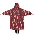 thumbnail image 2 of Oversized Wearable Blanket Hoodie,Red Christmas Tree Pattern Sherpa Blanket Hoodie with Super Pockets,Super Warm Fuzzy Pullover for Women & Men, 2 of 6