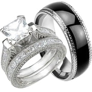His and Hers Wedding Ring Set Matching Wedding Bands for Him Size 11 and Her Size 5
